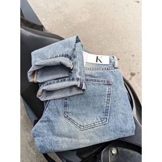 [loại lai lai biên dày đẹp] quần jean nam selvedge denim rêu đá rách
