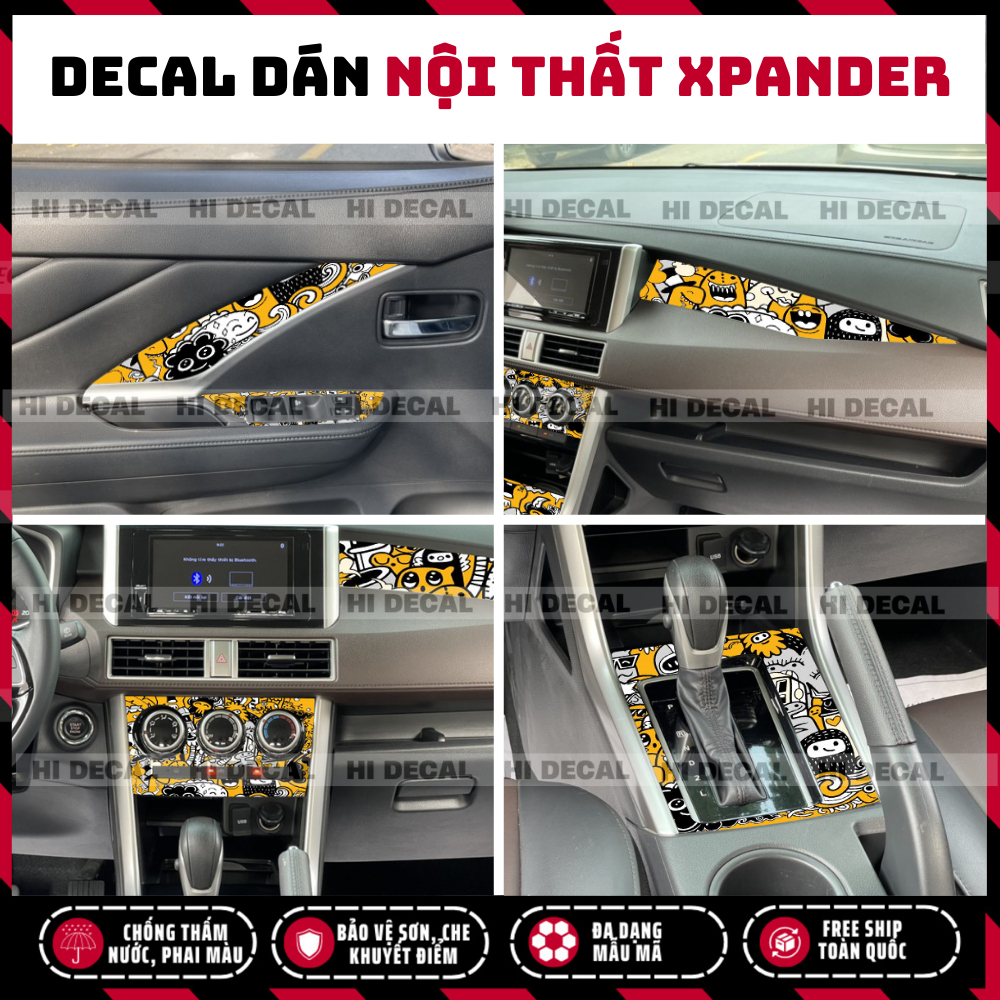 Tem nội thất Xpander 2018 - 2024,  decal dán xe trang trí bền màu bảo vệ xe, chống nước