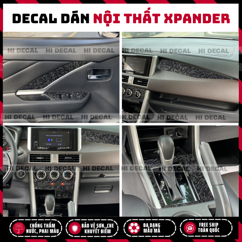 Tem nội thất Xpander 2018 - 2024,  decal dán xe trang trí bền màu bảo vệ xe, chống nước