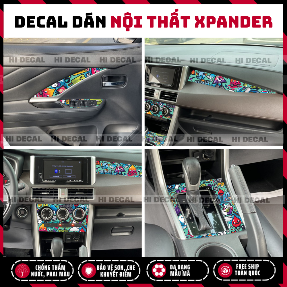 Tem nội thất Xpander 2018 - 2024,  decal dán xe trang trí bền màu bảo vệ xe, chống nước