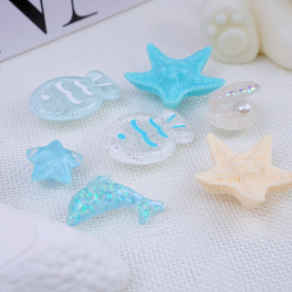Set 7 Sticker, charm 3D chủ đề Cá Sao Biển DIY Mita gắn Dép Sục, Cá Sấu JBM-03