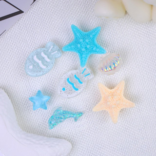 Set 7 Sticker, charm 3D chủ đề Cá Sao Biển DIY Mita gắn Dép Sục, Cá Sấu JBM-03