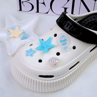 Set 7 Sticker, charm 3D chủ đề Cá Sao Biển DIY Mita gắn Dép Sục, Cá Sấu JBM-03