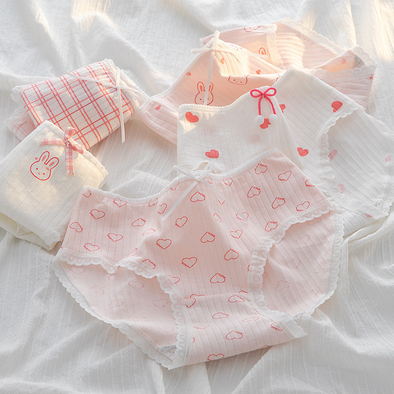 Sét 10 Quần Lót Nữ Cotton Thỏ Hồng Dễ Thương , Quần Chip Thoáng khí Mềm Mịn 786