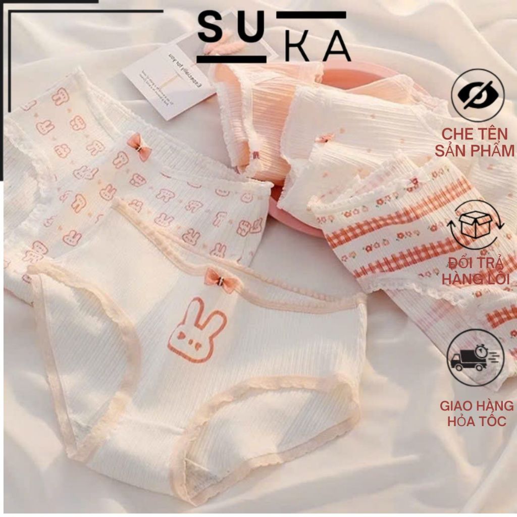 Sét 10 Quần Lót Nữ Cotton Thỏ Hồng Dễ Thương , Quần Chip Thoáng khí Mềm Mịn 786