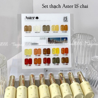 [TẶNG KÈM SET DẶM 4 MÀU] Set Gel Thạch Hổ Phách ASTER 15ml (Chai Lớn) | Màu Trong Veo, Hiệu Ứng Vân Đá Sang Trọng