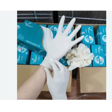 Găng tay cao su y tế VGlove có bột phủ  (100 chiếc) S/M