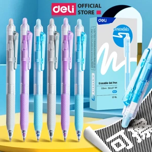 Bút Gel Xóa Được Deli - Bút Bi Bút Nước Bấm Mực Xanh Đen Tím Ngòi 0.5mm Mực Đều Viết Đẹp Dễ Dàng Tẩy Xóa Có Gôm
