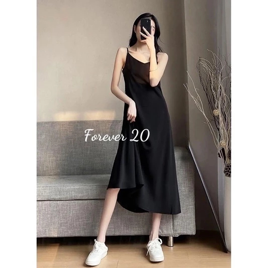 Váy 2 dây chất đũi lụa rộng mát sang chảnh đi chơi đi biển Đầm nữ hai dây dáng dài mặc nhà đi du lịch trẻ trung T647G