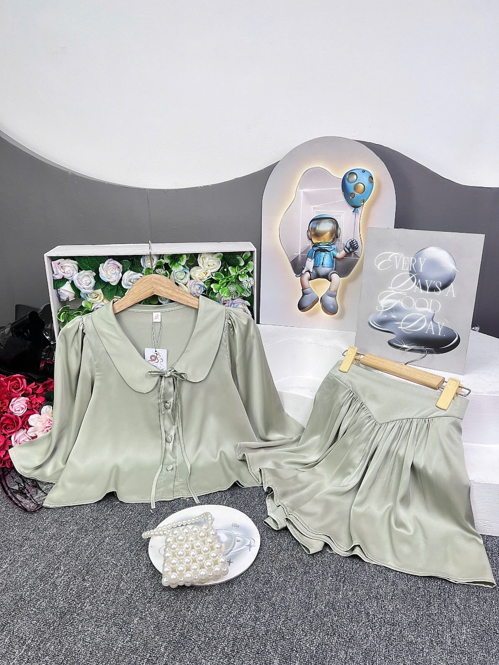 Ảnh Bộ Pijama Bigsize Nữ SOJUN Pi Crop Cổ Sen Quần Váy Tay Lỡ Size 45-65Kg 1