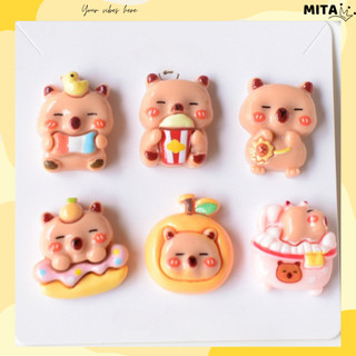 Set 12 Sticker, charm 3D chủ đề Capybara thư giãn DIY Mita gắn Dép Cross, Dép Sục, Cá Sấu JBM-04