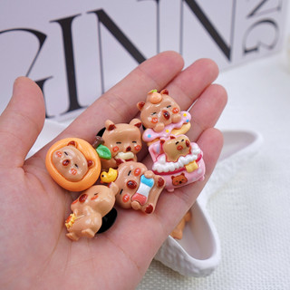 Set 12 Sticker, charm 3D chủ đề Capybara thư giãn DIY Mita gắn Dép Cross, Dép Sục, Cá Sấu JBM-04