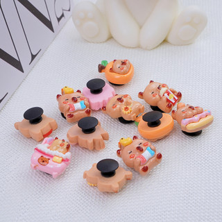 Set 12 Sticker, charm 3D chủ đề Capybara thư giãn DIY Mita gắn Dép Cross, Dép Sục, Cá Sấu JBM-04