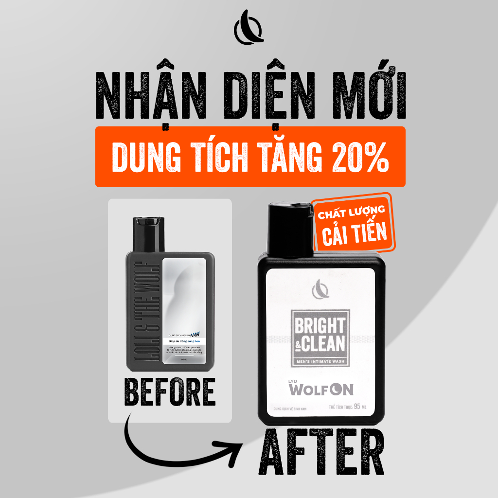 Ảnh Dung Dịch Vệ Sinh Nam Giới LYD Wolf ON Bright & Clean Dưỡng Sáng 1% Niacinamide Sạch Thơm Nam Tính 95ml 1