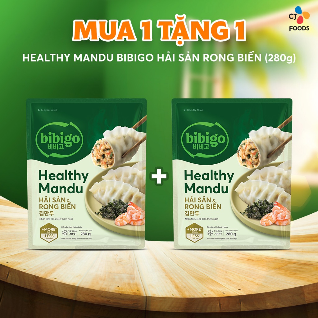 Ảnh Bánh xếp Healthy Mandu Hàn Quốc Bibigo – nhân Hải Sản & Rong Biển 280g -Date 08/2025 1
