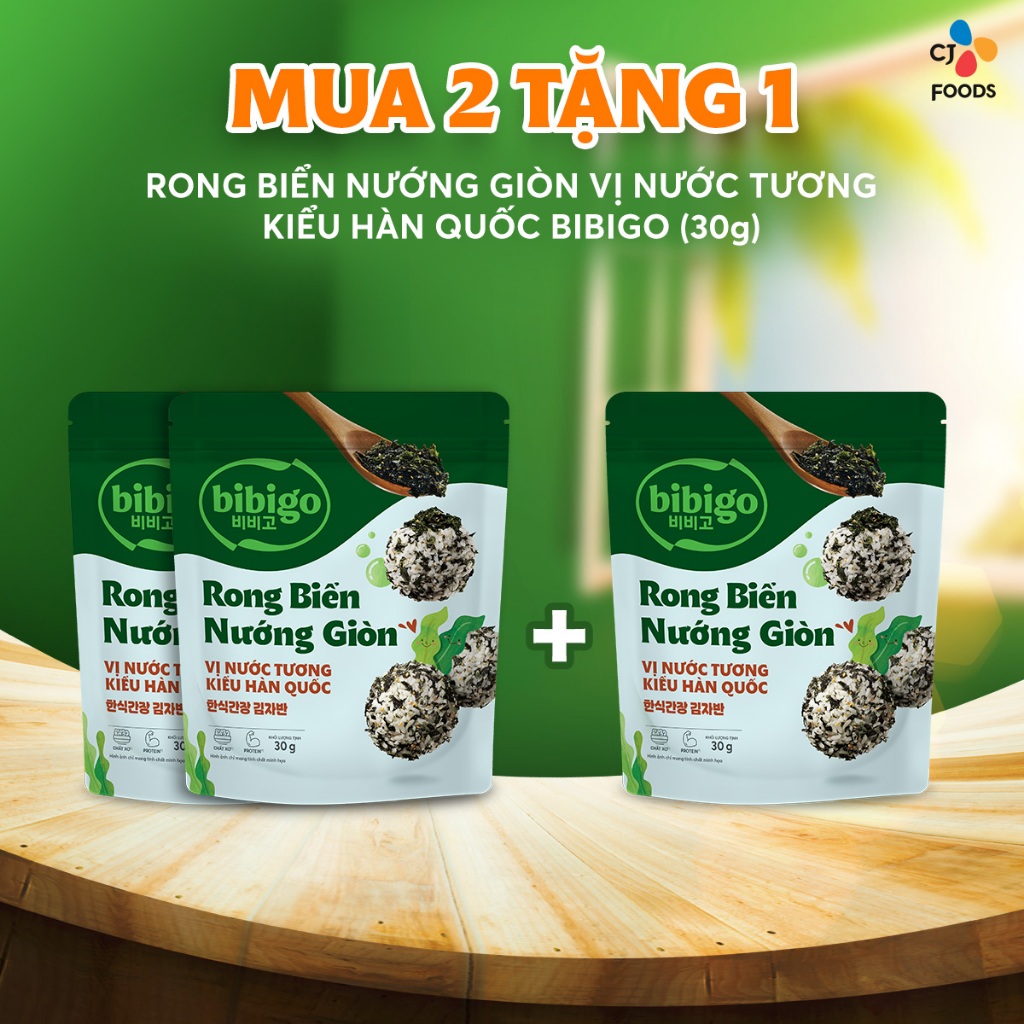 Ảnh Rong biển nướng giòn rắc trộn cơm Hàn Quốc Bibigo vị Nước tương/ Chà bông cá hồi/ Trộn khô heo 3