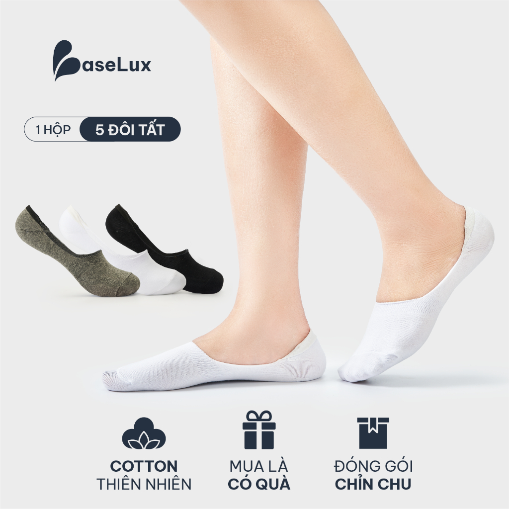 Tất lười BaseLux tất cotton thoáng khí, tất lười chống tuột gót kháng khuẩn, tất lười nam công sở Hàn Quốc