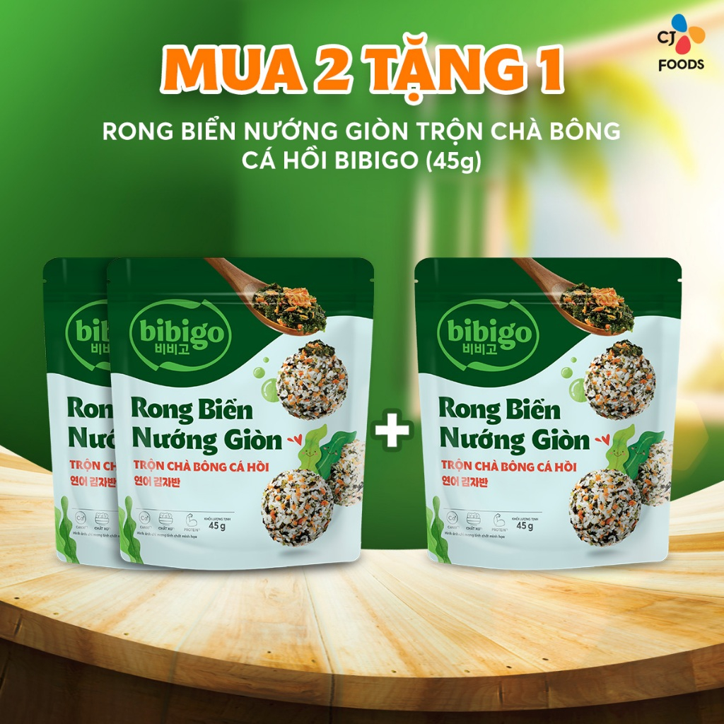 Ảnh Rong biển nướng giòn rắc trộn cơm Hàn Quốc Bibigo vị Nước tương/ Chà bông cá hồi/ Trộn khô heo 2