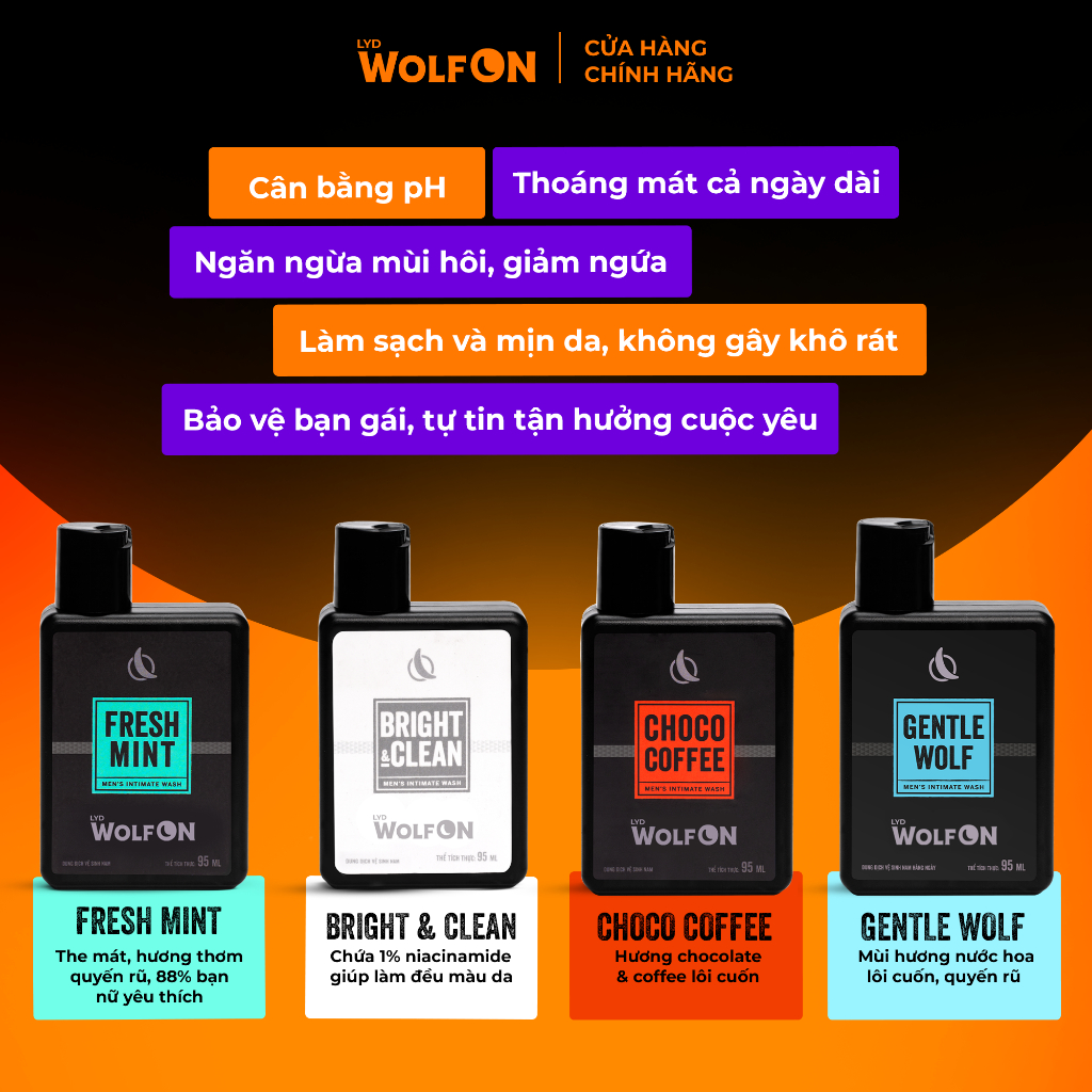 Ảnh Dung Dịch Vệ Sinh Nam Giới LYD Wolf ON Hương Thơm Nam Tính Khử Mùi Sạch Khuẩn 95ml 150ml 2