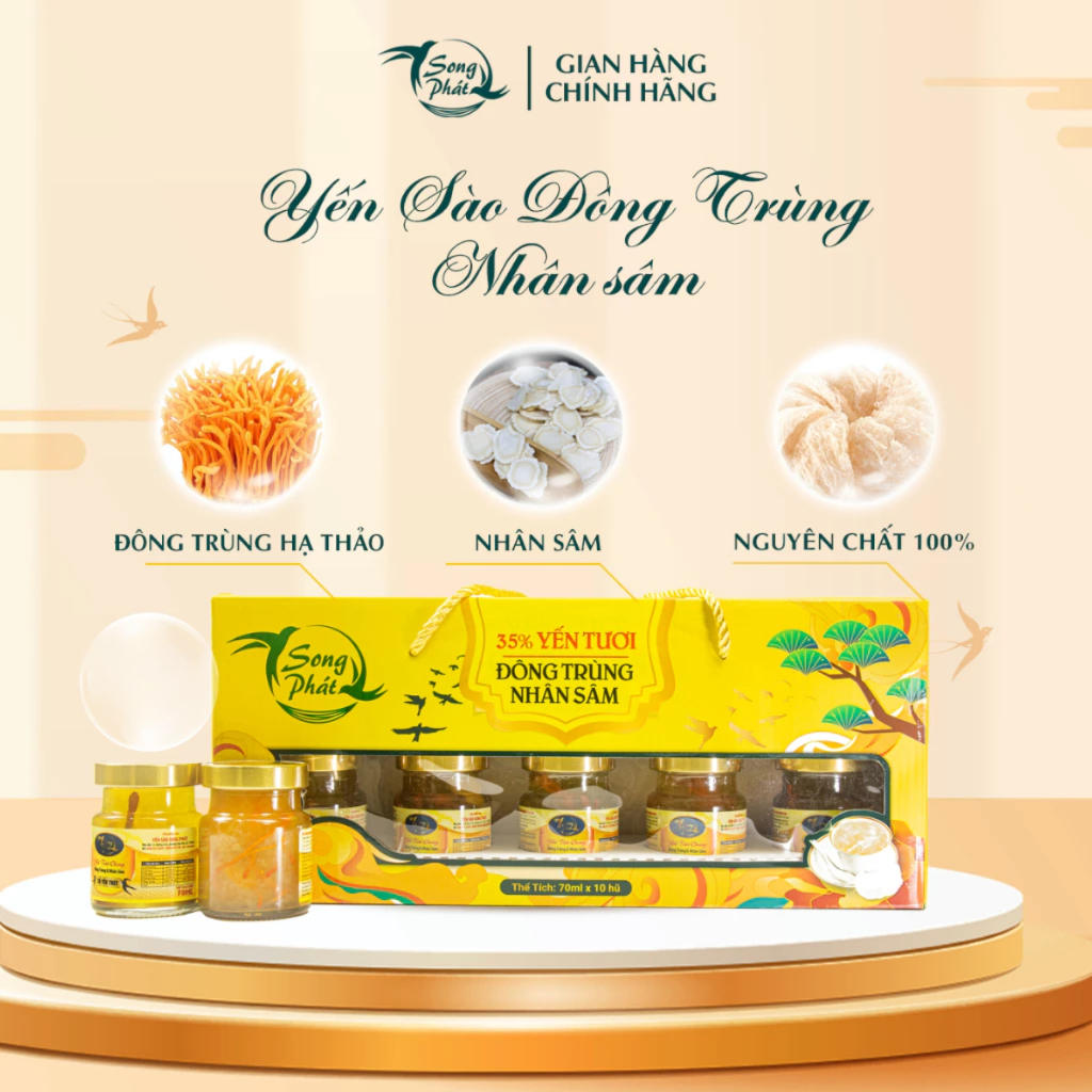 Hộp Quà 10 hũ yến chưng đông trùng sâm Song Phát tăng cường sinh lực cơ thể khỏe khoắn hỗ trợ hồi phục nhanh