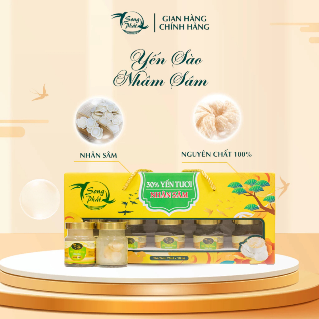 Hộp quà 10 hũ Tổ yến chưng nhân sâm Song Phát 70ml