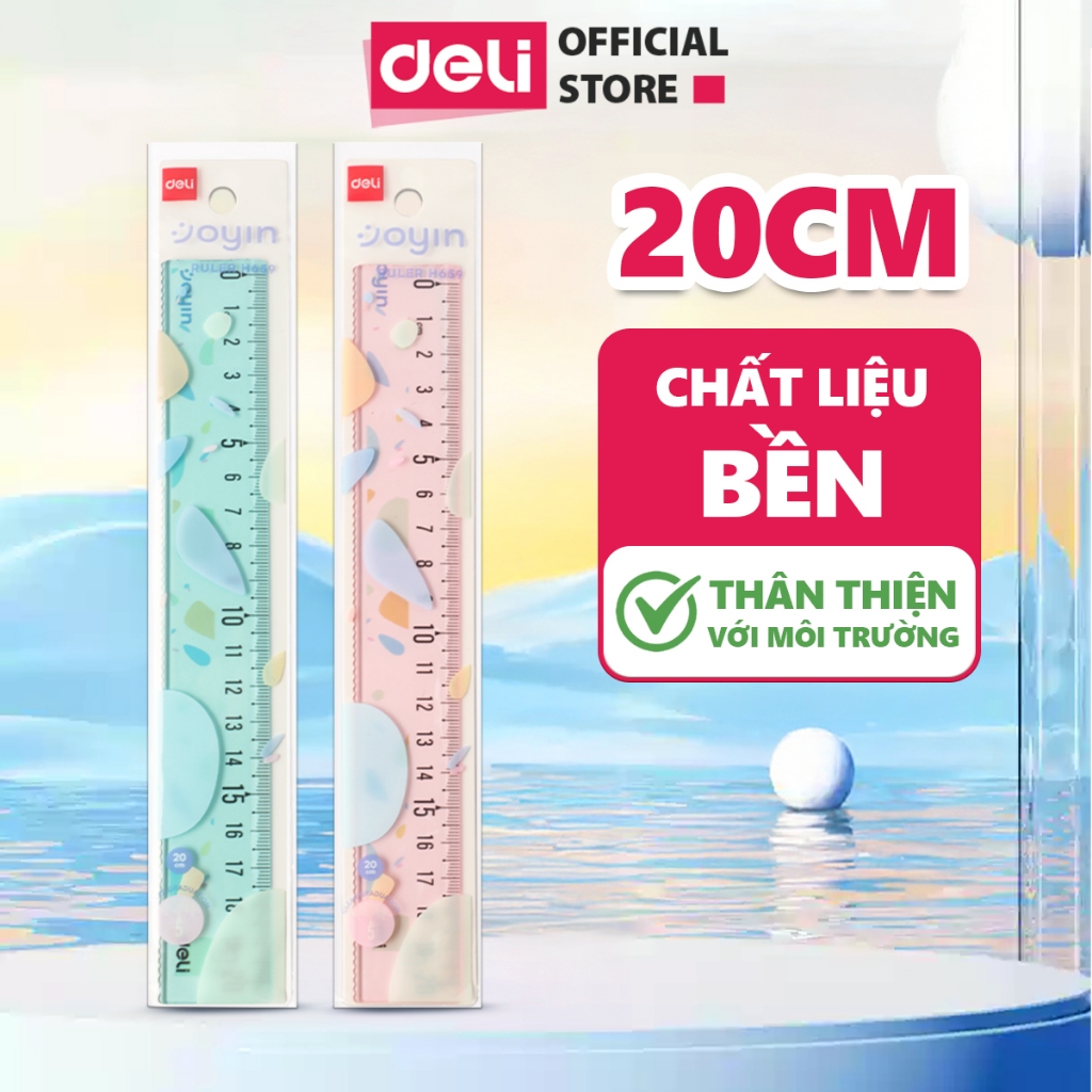 Thước Kẻ Oyin Màu Trong Suốt 20 Cm Deli - Họa Tiết Cute Trong Suốt Dễ Nhìn Tỷ Lệ Đo Chuẩn Xác Phù Hợp Cho Học Sinh