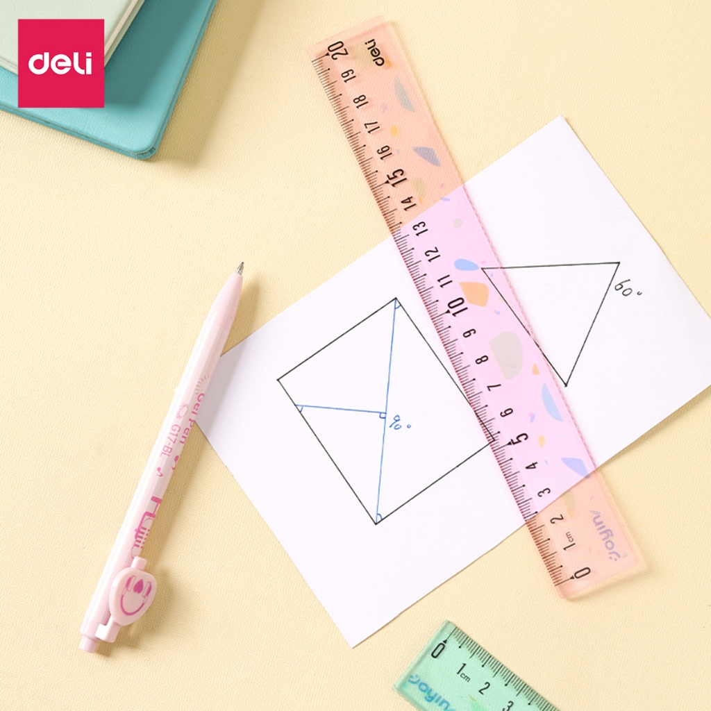 Thước Kẻ Oyin Màu Trong Suốt 20 Cm Deli - Họa Tiết Cute Trong Suốt Dễ Nhìn Tỷ Lệ Đo Chuẩn Xác Phù Hợp Cho Học Sinh