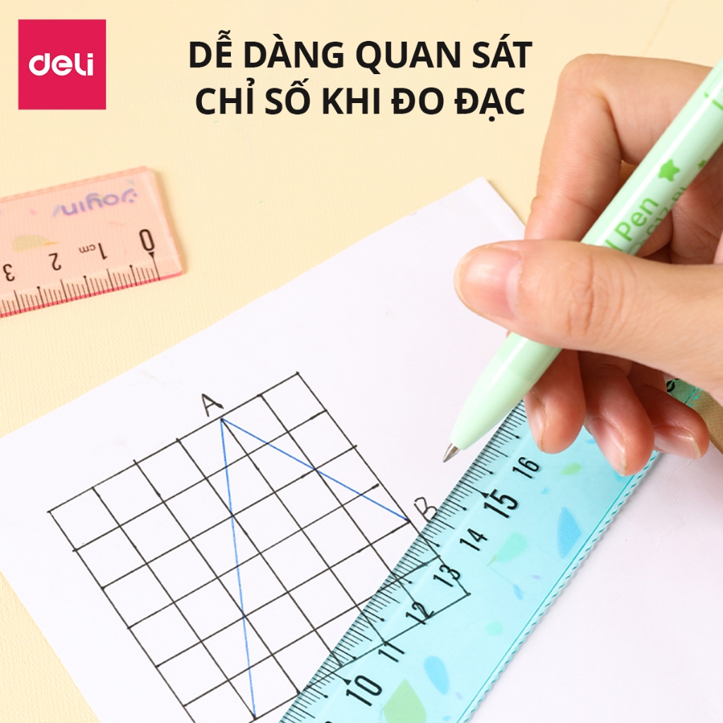 Thước Kẻ Oyin Màu Trong Suốt 20 Cm Deli - Họa Tiết Cute Trong Suốt Dễ Nhìn Tỷ Lệ Đo Chuẩn Xác Phù Hợp Cho Học Sinh