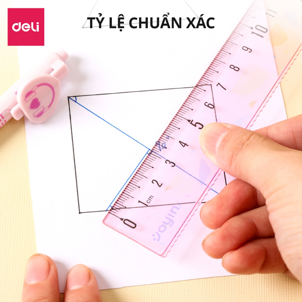 Thước Kẻ Oyin Màu Trong Suốt 20 Cm Deli - Họa Tiết Cute Trong Suốt Dễ Nhìn Tỷ Lệ Đo Chuẩn Xác Phù Hợp Cho Học Sinh