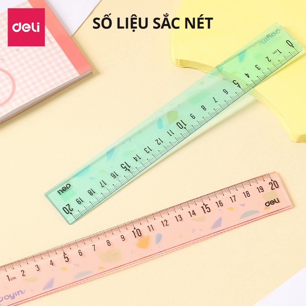 Thước Kẻ Oyin Màu Trong Suốt 20 Cm Deli - Họa Tiết Cute Trong Suốt Dễ Nhìn Tỷ Lệ Đo Chuẩn Xác Phù Hợp Cho Học Sinh