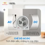 Quạt Sạc Tích Điện Honjianda dạng hộp 12 inch FL313 1-2pin, 2 chế độ AC/DC tích hợp đèn LED hỗ trợ cúp điện — ảnh 2