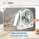 Quạt Sạc Tích Điện Honjianda dạng hộp 12 inch FL313 1-2pin, 2 chế độ AC/DC tích hợp đèn LED hỗ trợ cúp điện — ảnh 3
