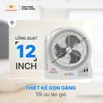Quạt Sạc Tích Điện Honjianda dạng hộp 12 inch FL313 1-2pin, 2 chế độ AC/DC tích hợp đèn LED hỗ trợ cúp điện — ảnh 4