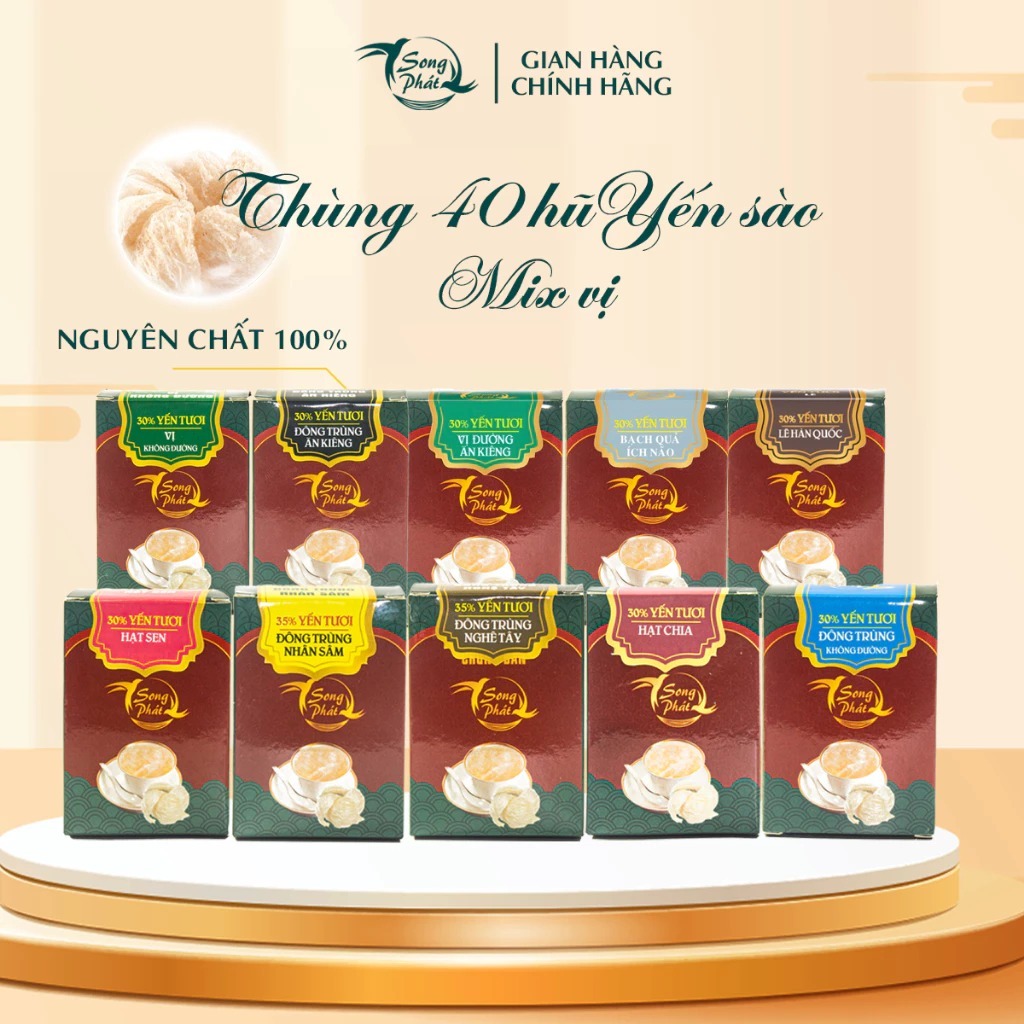 Thùng 40 hũ tổ yến chưng Mix vị Song Phát tăng cường hồi phục sức khỏe nhanh chóng 70ml