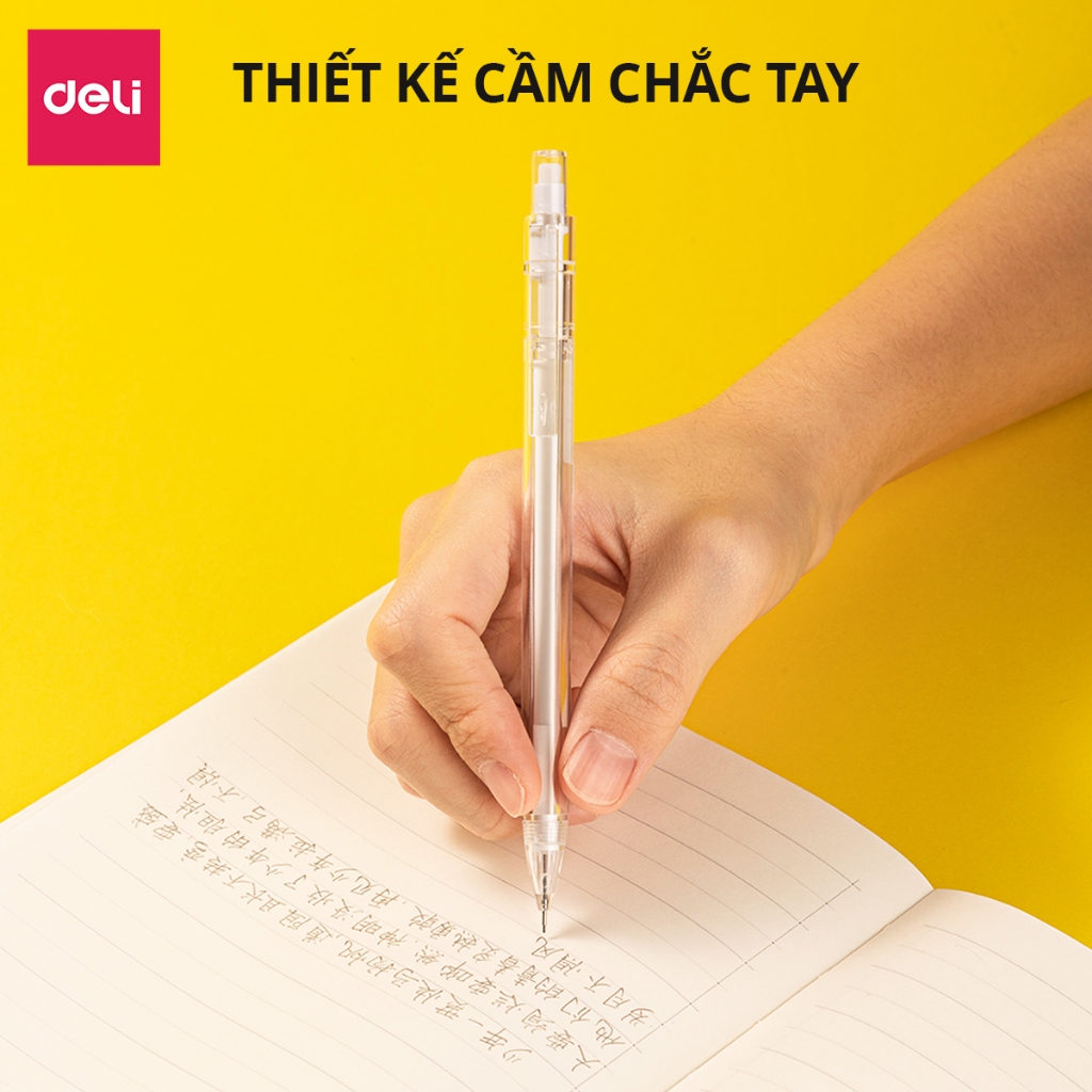 Bút Chì Kim Kèm100 Ngòi Học Sinh Deli - Thân Nhựa Cao Cấp Ngòi 0.5/ 0.7mm Có Đầu Tẩy Tiện Lợi Thiết Kế Cải Tiến Mới