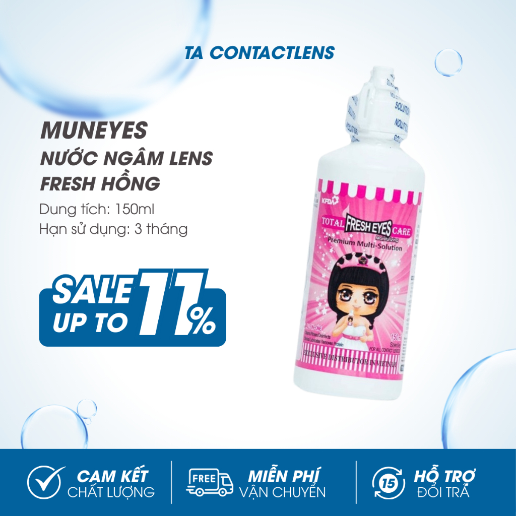 Nước Ngâm lens Nước rửa kính áp tròng Fresh Hồng 150 ml Muneyes