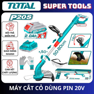TOTAL Máy cắt cỏ dùng pin 20V kèm dây cước 5 mét TGTLI20018 & TGTLI20301 kèm pin sạc