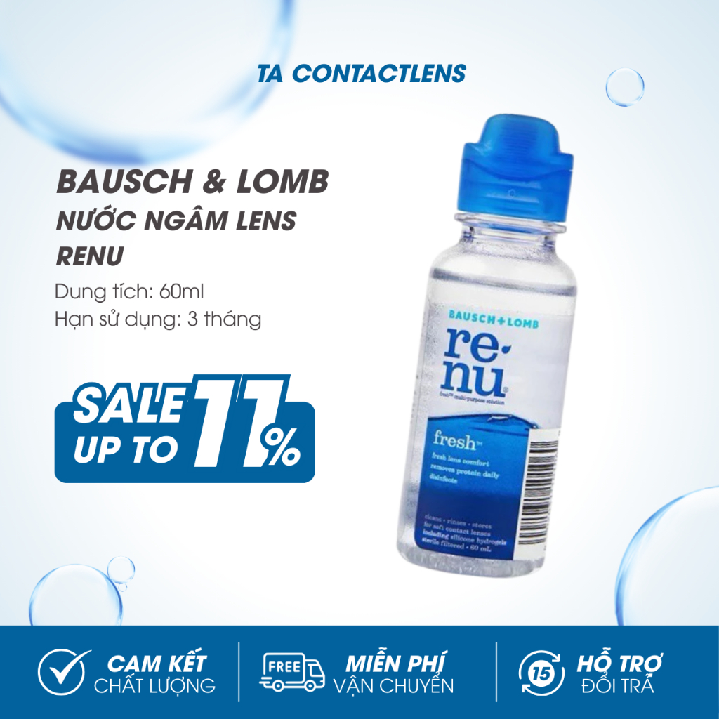 Nước ngâm lens Renu 💥HÀNG CAO CẤP💥 Nước rửa kính áp tròng USA siêu sạch, giữ ẩm dài lâu, chai 60ml