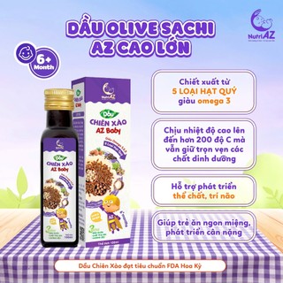 Combo 3 Dầu Ăn Dặm 30ML Cá Hồi, Oliu Sachi Và Chiên Xào 5 Hạt Quý NutriAZ Cho Bé Phát Triển Toàn Diện Nhập Khẩu Châu Âu