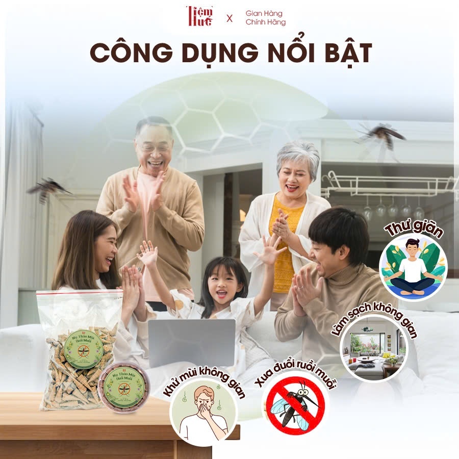 Nụ Thảo Mộc Đuổi Muỗi Tiệm Huế, Hương Thơm Thanh Mát, Dịu Nhẹ, Giúp Đuỗi Muỗi, Thanh Lọc Không Khí