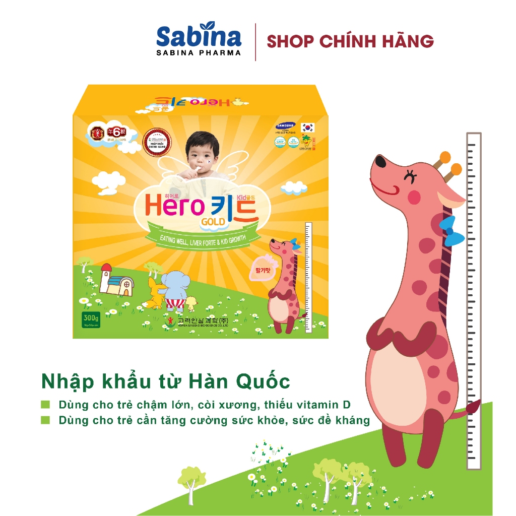 Ảnh Siro HEROKID GOLD. Thực phẩm bảo vệ sức khoẻ cho trẻ từ 1 tuổi chậm lớn, còi xương, thiếu vitamin D. Hộp to 30 gói. 1
