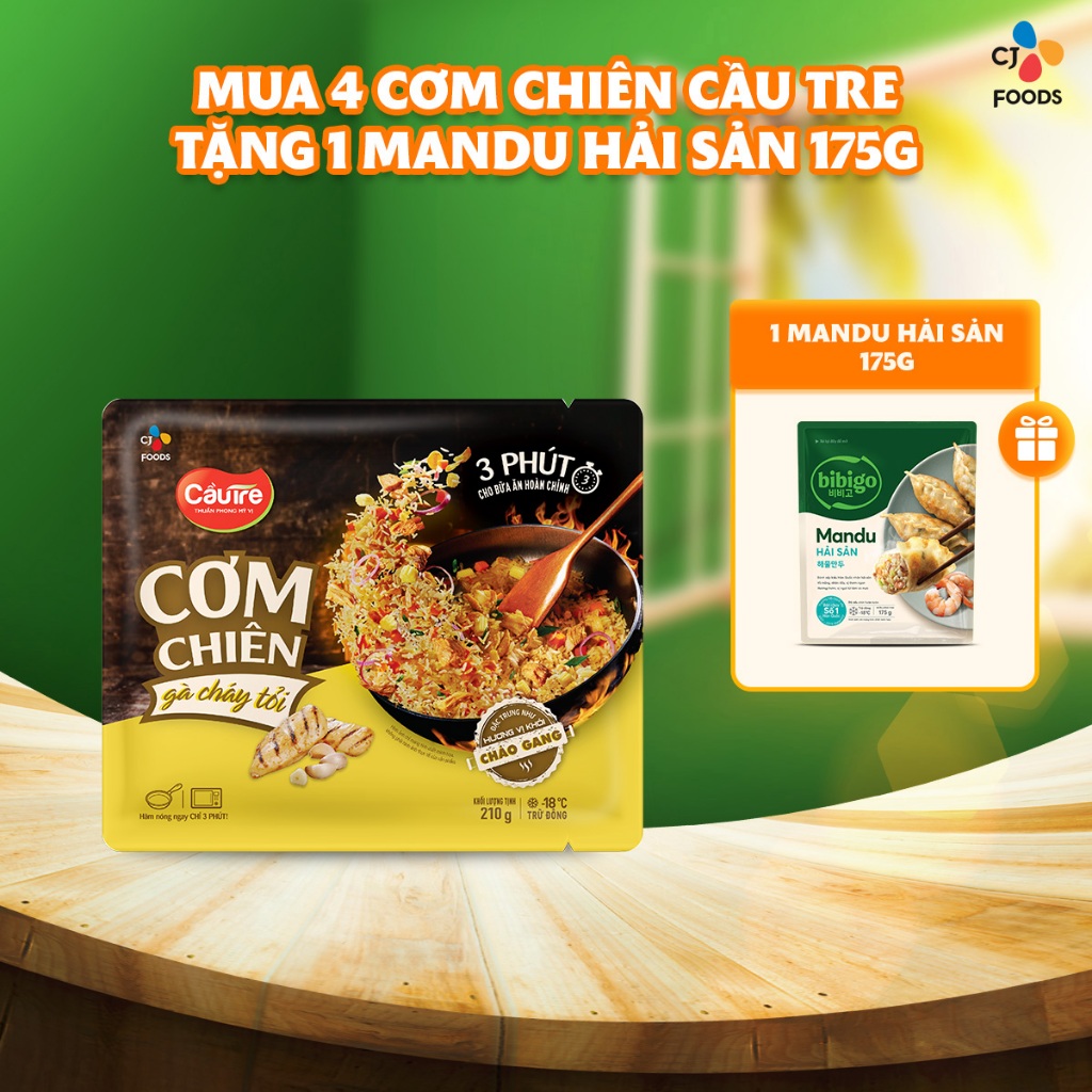 Ảnh Combo 4 cơm chiên Cầu Tre 210g x 4 (Hải sản, Dưa bò, Gà cháy tỏi, Kim chi xúc xích) 4