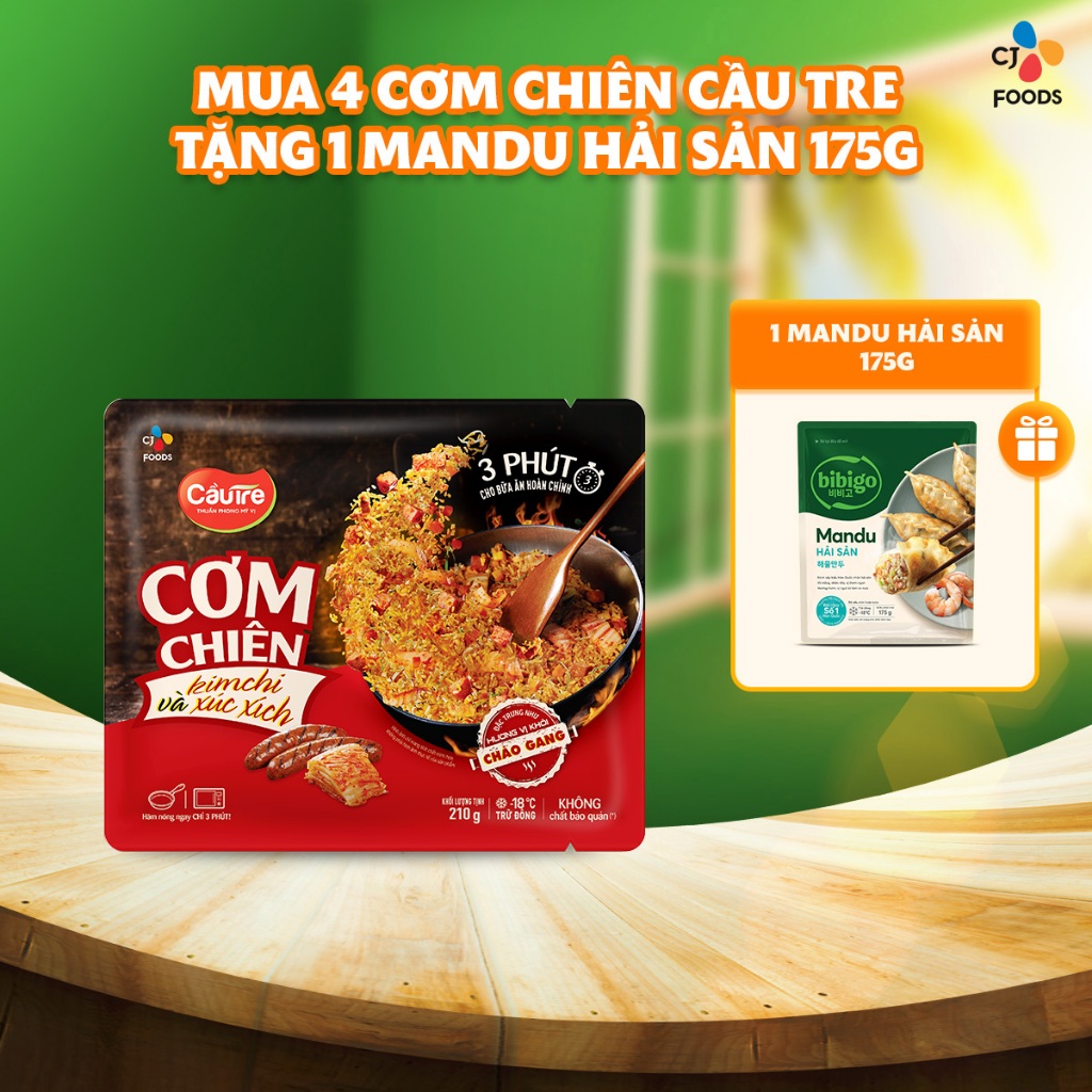 Ảnh Combo 4 cơm chiên Cầu Tre 210g x 4 (Hải sản, Dưa bò, Gà cháy tỏi, Kim chi xúc xích) 3
