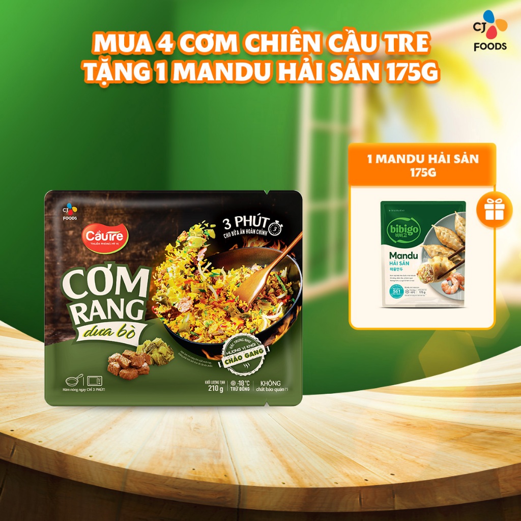 Ảnh Combo 4 cơm chiên Cầu Tre 210g x 4 (Hải sản, Dưa bò, Gà cháy tỏi, Kim chi xúc xích) 2
