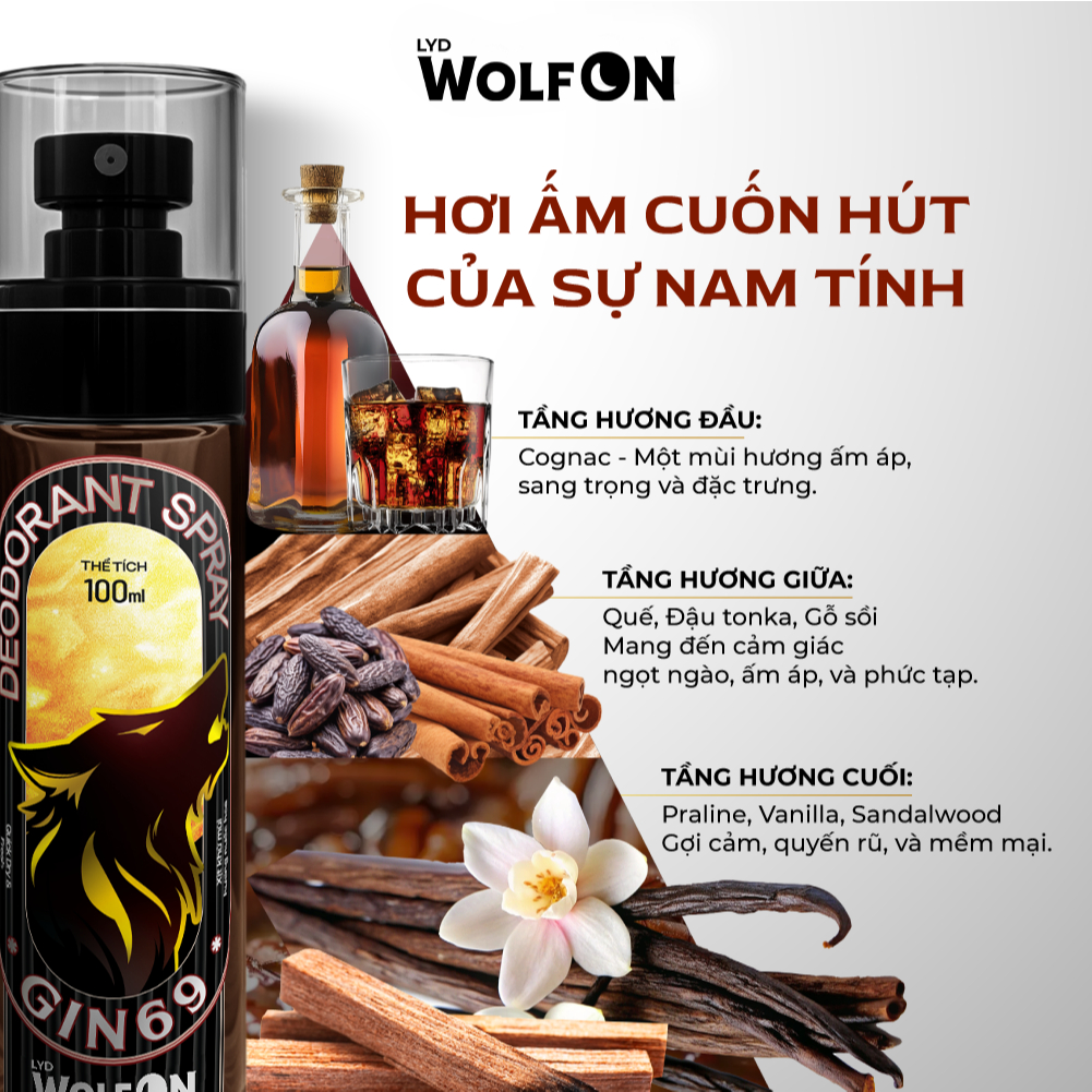 Ảnh Xịt Khử Mùi Nam Deodorant Spray LYD Wolf ON Hương Nước Hoa, Lưu Hương Lâu, Khô Thoáng 100ml 2