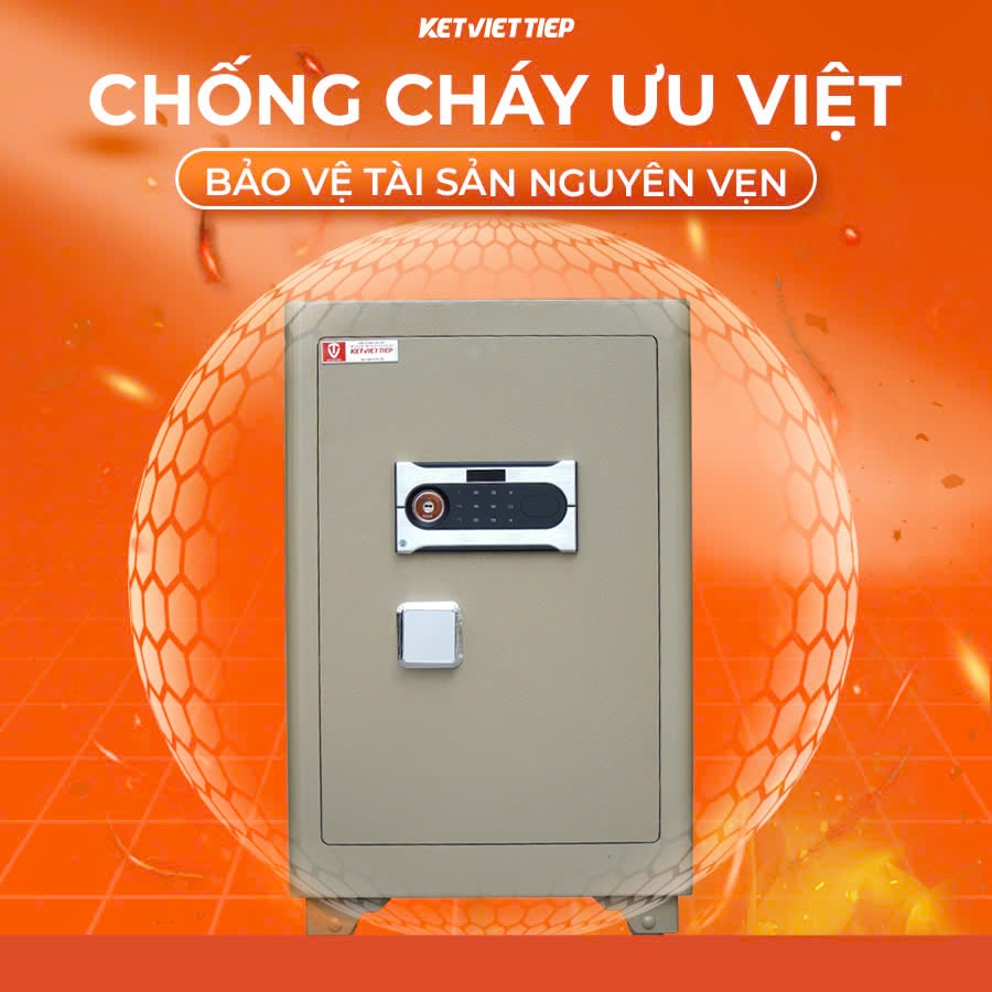 Két sắt siêu cường Việt Tiệp KVTSC120DT Khóa điện tử chống cháy, có báo động về điện thoại