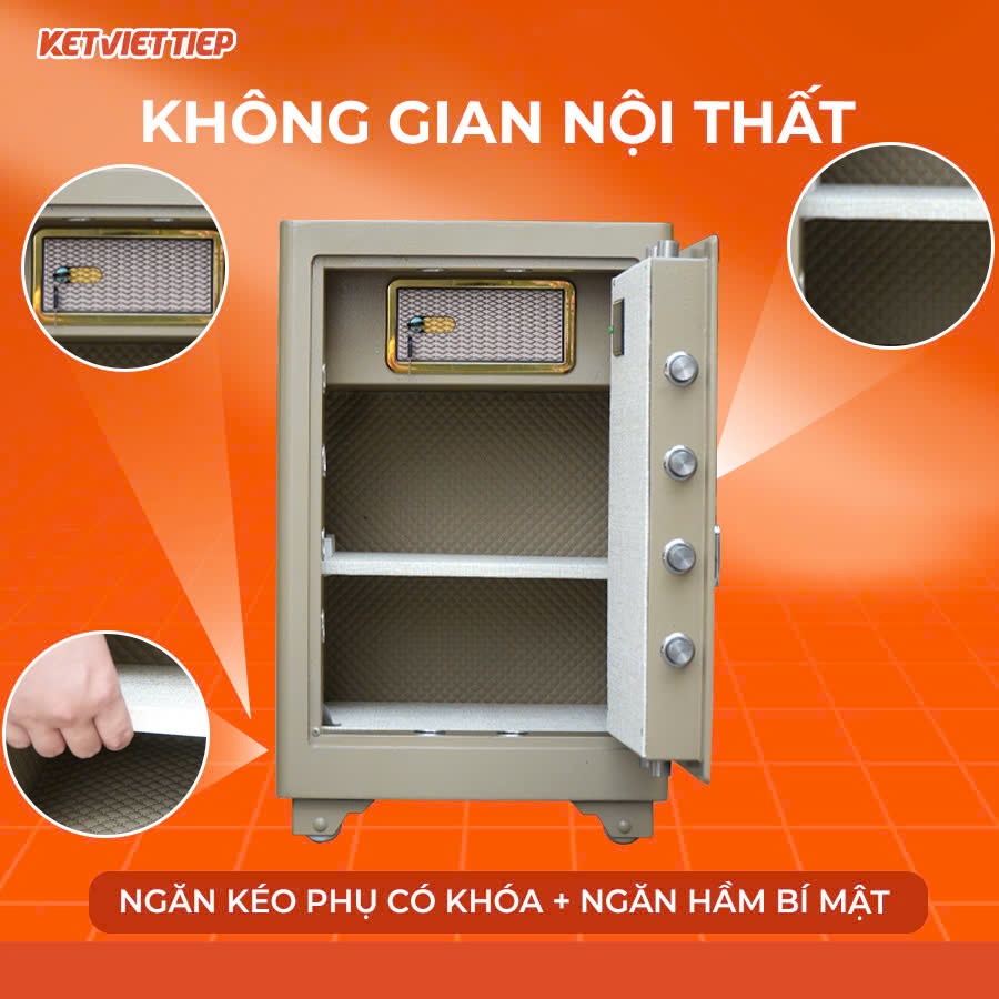 Két sắt siêu cường Việt Tiệp KVTSC120DT Khóa điện tử chống cháy, có báo động về điện thoại
