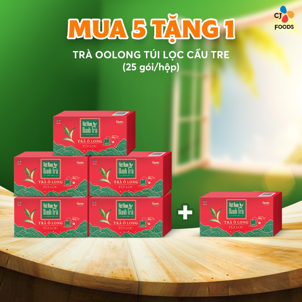 Ảnh Trà Oolong Túi Lọc Cầu Tre - 1 hộp (25 gói) / 3 hộp (75 gói) (Trà túi lọc o long/ô long pha chế) 1