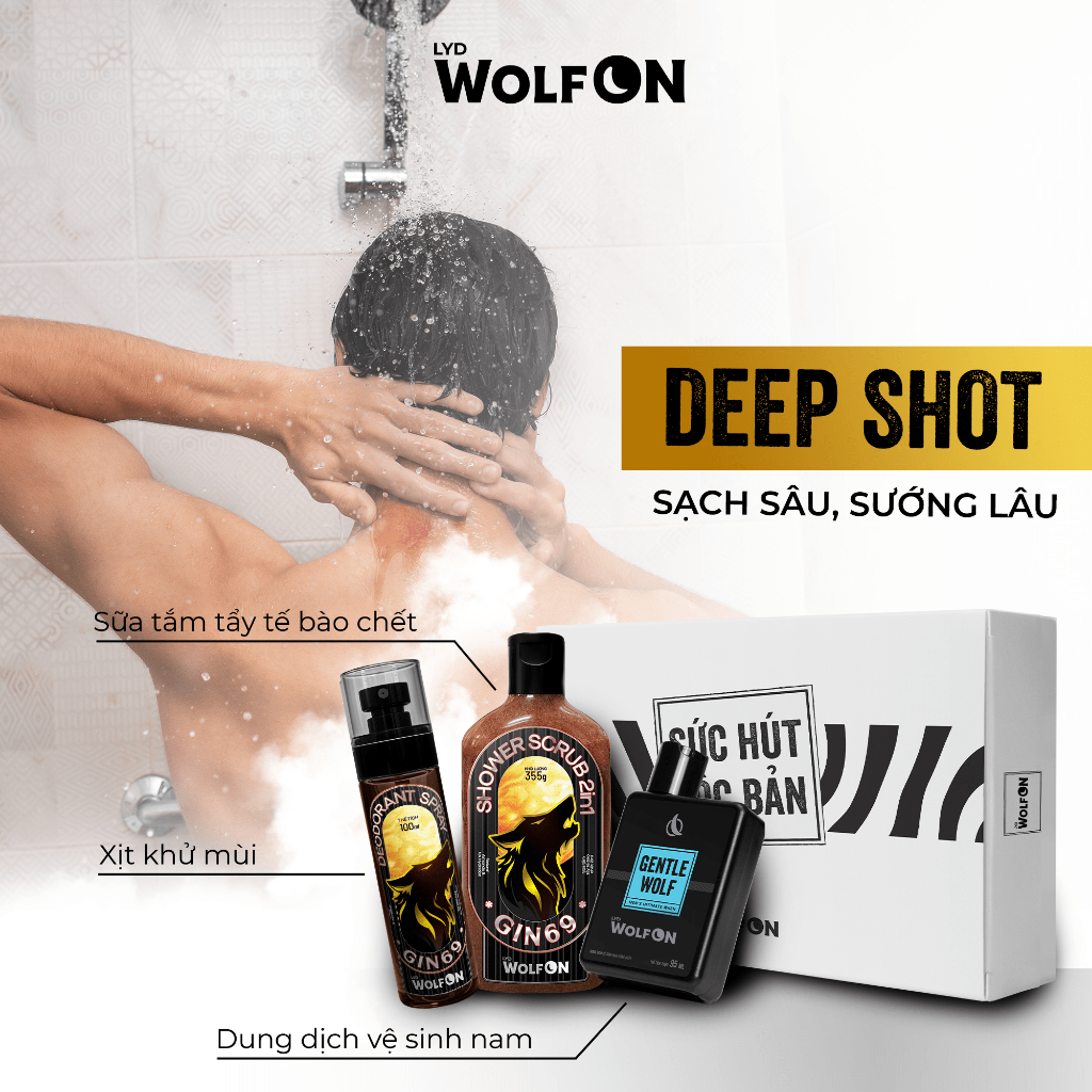 Ảnh Bộ Quà Tặng LYD Wolf ON Box Quick Shot & Deep Shot - Sữa Tắm Tẩy Da Chết 350ml, Xịt Khử Mùi, Sữa Tắm Gội 3IN1 1