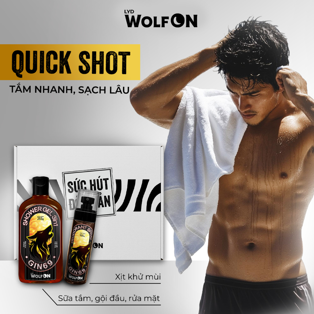 Ảnh Bộ Quà Tặng LYD Wolf ON Box Quick Shot & Deep Shot - Sữa Tắm Tẩy Da Chết 350ml, Xịt Khử Mùi, Sữa Tắm Gội 3IN1 3